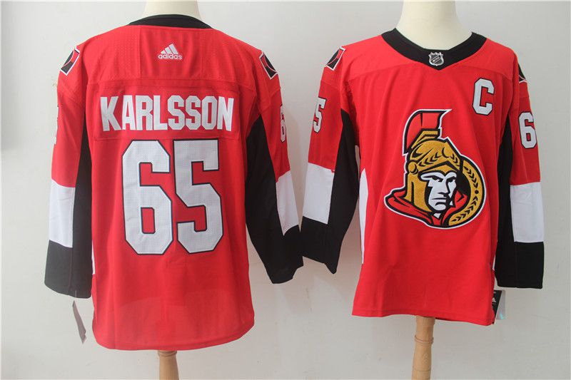 Men Ottawa Senators  #65 Erik Karlsson red Adidas Hockey Stitched NHL Jerseys